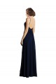 Bleu marine foncé Trapèze Col V Mousseline Longue Robes demoiselle d'honneur Outlet