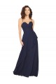 Bleu marine foncé Trapèze Col V Mousseline Longue Robes demoiselle d'honneur Outlet
