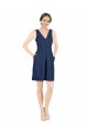 Bleu marine foncé Trapèze Col V Satiné Courte Robes demoiselle d'honneur / Robes de cocktail Outlet