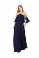Bleu marine foncé Trapèze Licou Col Haut Mousseline Longue Robes demoiselle d'honneur Outlet