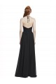 Bleu marine foncé Trapèze Licou Col V Mousseline Longue Robes demoiselle d'honneur Outlet