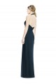 Bleu marine foncé Trapèze Licou Col V Mousseline Longue Robes demoiselle d'honneur Outlet