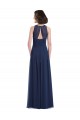 Bleu marine foncé Trapèze Licou Mousseline Longue Robes demoiselle d'honneur Outlet