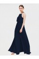 Bleu marine foncé Trapèze Licou Mousseline Longue Robes demoiselle d'honneur Outlet