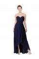 Bleu marine foncé Trapèze Mousseline Longue Asymétrique Robes demoiselle d'honneur Outlet