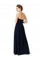 Bleu marine foncé Trapèze Mousseline Longue Asymétrique Robes demoiselle d'honneur Outlet