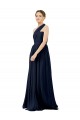 Bleu marine foncé Trapèze Mousseline Longue Robes demoiselle d'honneur Outlet