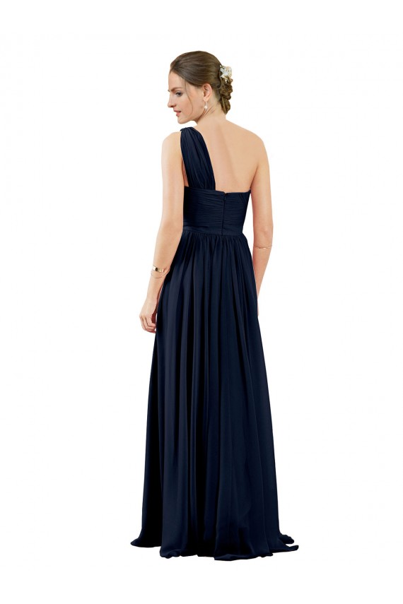 Bleu marine foncé Trapèze Mousseline Longue Robes demoiselle d'honneur Outlet