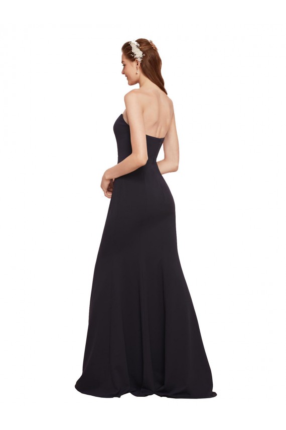 Bleu marine foncé Trapèze Sans bretelle Crêpe Stretch Longue Formelles Robes demoiselle d'honneur / Robes de soirée / Robes de bal Outlet