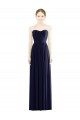 Bleu marine foncé Trapèze Sans bretelle Mousseline Longue Formelles Robes demoiselle d'honneur / Robes de soirée Outlet