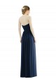 Bleu marine foncé Trapèze Sans bretelle Mousseline Longue Formelles Robes demoiselle d'honneur / Robes de soirée Outlet