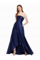 Bleu marine foncé Trapèze Sans bretelle Satiné Longue Asymétrique Formelles Robes demoiselle d'honneur / Robes de soirée / Robes de bal Outlet