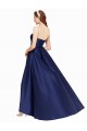 Bleu marine foncé Trapèze Sans bretelle Satiné Longue Asymétrique Formelles Robes demoiselle d'honneur / Robes de soirée / Robes de bal Outlet
