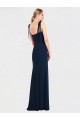 Bleu marine foncé Trompette Bretelles spaghetti Crêpe Stretch Longue Robes demoiselle d'honneur / Robes de bal Outlet