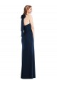 Bleu marine foncé Trompette Col Haut Crêpe Stretch Longue Robes demoiselle d'honneur / Robes de bal Outlet