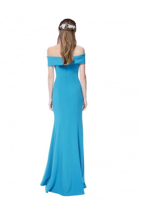 Bleu paon Fourreau Épaule Dénudée Crêpe Stretch Longue Formelles Robes demoiselle d'honneur / Robes de soirée / Robes de bal Outlet
