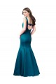 Bleu paon Sirène Bateau Satiné Longue Robes demoiselle d'honneur / Robes de bal Outlet