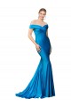 Bleu paon Sirène Épaule Dénudée Satiné Longue Formelles Robes demoiselle d'honneur / Robes de soirée / Robes de bal Outlet