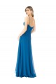 Bleu paon Trapèze Bretelles spaghetti Mousseline Longue Robes demoiselle d'honneur Outlet