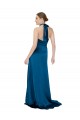 Bleu paon Trapèze Licou Satiné Soyeux Longue Formelles Robes demoiselle d'honneur / Robes de soirée / Robes de bal Outlet