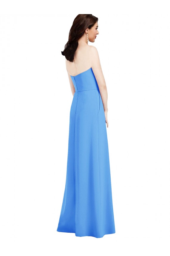 Bleu paon Trompette Sans bretelle Crêpe Stretch Longue Robes demoiselle d'honneur / Robes de bal Outlet