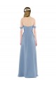 Bleu poussiéreux Fourreau Épaule Dénudée Mousseline Longue Robes demoiselle d'honneur Outlet