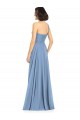 Bleu poussiéreux Trapèze Mousseline Longue Robes demoiselle d'honneur Outlet