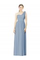 Bleu poussiéreux Trapèze Mousseline Longue Robes demoiselle d'honneur Outlet