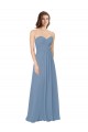 Bleu poussiéreux Trapèze Mousseline Longue Robes demoiselle d'honneur Outlet