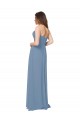 Bleu poussiéreux Trapèze Mousseline Longue Robes demoiselle d'honneur Outlet