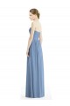 Bleu poussiéreux Trapèze Sans bretelle Mousseline Longue Robes demoiselle d'honneur Outlet