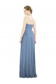 Bleu poussiéreux Trapèze Sans bretelle Mousseline Longue Robes demoiselle d'honneur Outlet