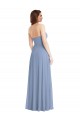 Bleu poussiéreux Trapèze Sans bretelle Mousseline Longue Robes demoiselle d'honneur Outlet