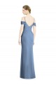 Bleu poussiéreux Trapèze Épaule Dénudée Mousseline Longue Formelles Robes demoiselle d'honneur / Robes de soirée Outlet