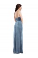 Bleu poussiéreux Trompette Bretelles spaghetti Velours Stretch Longue Formelles Robes demoiselle d'honneur / Robes de soirée / Robes de bal Outlet