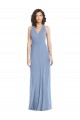 Bleu poussiéreux Trompette Licou Col V Mousseline Longue Formelles Robes demoiselle d'honneur / Robes de soirée Outlet
