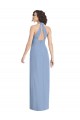 Bleu poussiéreux Trompette Licou Col V Mousseline Longue Formelles Robes demoiselle d'honneur / Robes de soirée Outlet