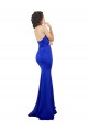 Bleu roi Sirène Col Haut Crêpe Stretch Longue Formelles Robes demoiselle d'honneur / Robes de soirée / Robes de bal Outlet
