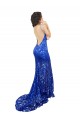 Bleu roi Sirène Col Haut Dentelle Longue Robes demoiselle d'honneur / Robes de bal Outlet