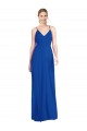 Bleu roi Trapèze Bretelles spaghetti Col V Mousseline Longue Robes demoiselle d'honneur Outlet