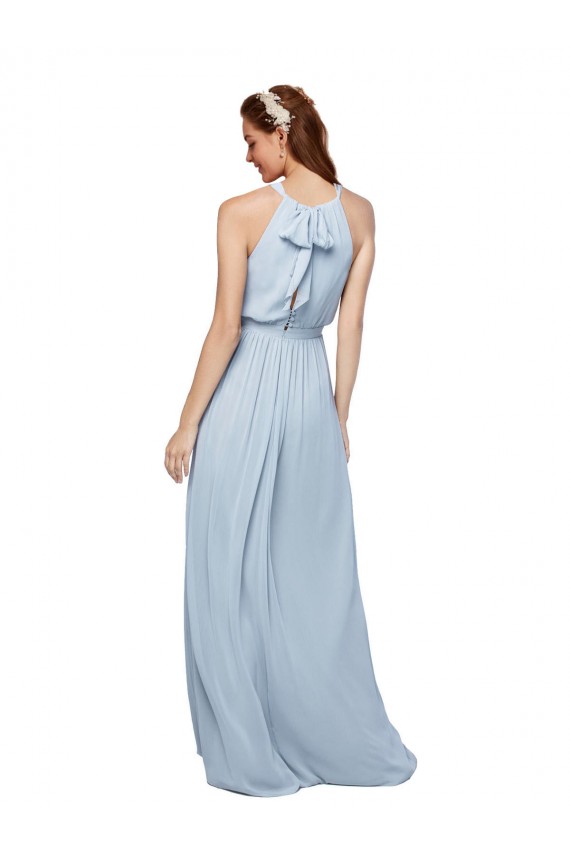 Bleu roi Trapèze Col Haut Mousseline Longue Robes demoiselle d'honneur Outlet