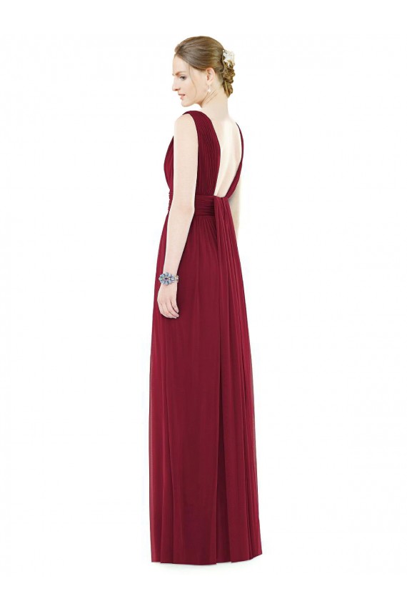 Bleu roi Trapèze Col V Mousseline Longue Robes demoiselle d'honneur Outlet
