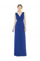 Bleu roi Trapèze Col V Mousseline Longue Robes demoiselle d'honneur Outlet