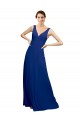 Bleu roi Trapèze Col V Mousseline Longue Robes demoiselle d'honneur Outlet