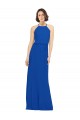 Bleu roi Trapèze Col bijou Mousseline Longue Robes demoiselle d'honneur Outlet