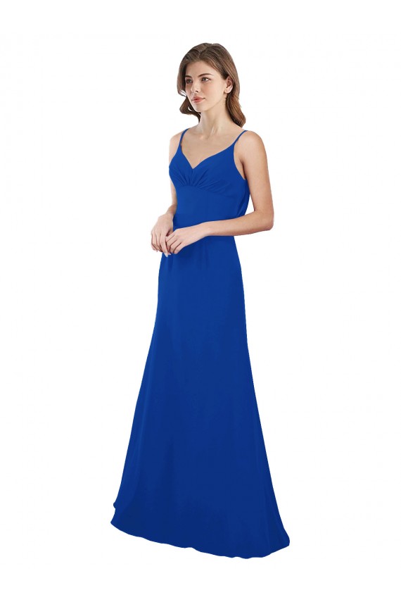 Bleu roi Trapèze Mousseline Longue Robes demoiselle d'honneur Outlet