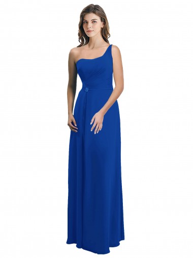 Bleu roi Trapèze Mousseline Longue Robes demoiselle d'honneur Pas Chre