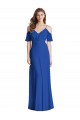 Bleu roi Trompette Bretelles spaghetti Col V Mousseline Longue Robes demoiselle d'honneur Outlet