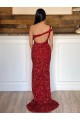 Bordeaux Fourreau Balayage train Paillettes Velours Longue Robes de bal Outlet