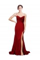 Bordeaux Fourreau Bretelles spaghetti Balayage train Satiné Stretch Longue Formelles Robes demoiselle d'honneur / Robes de soirée / Robes de bal Outlet